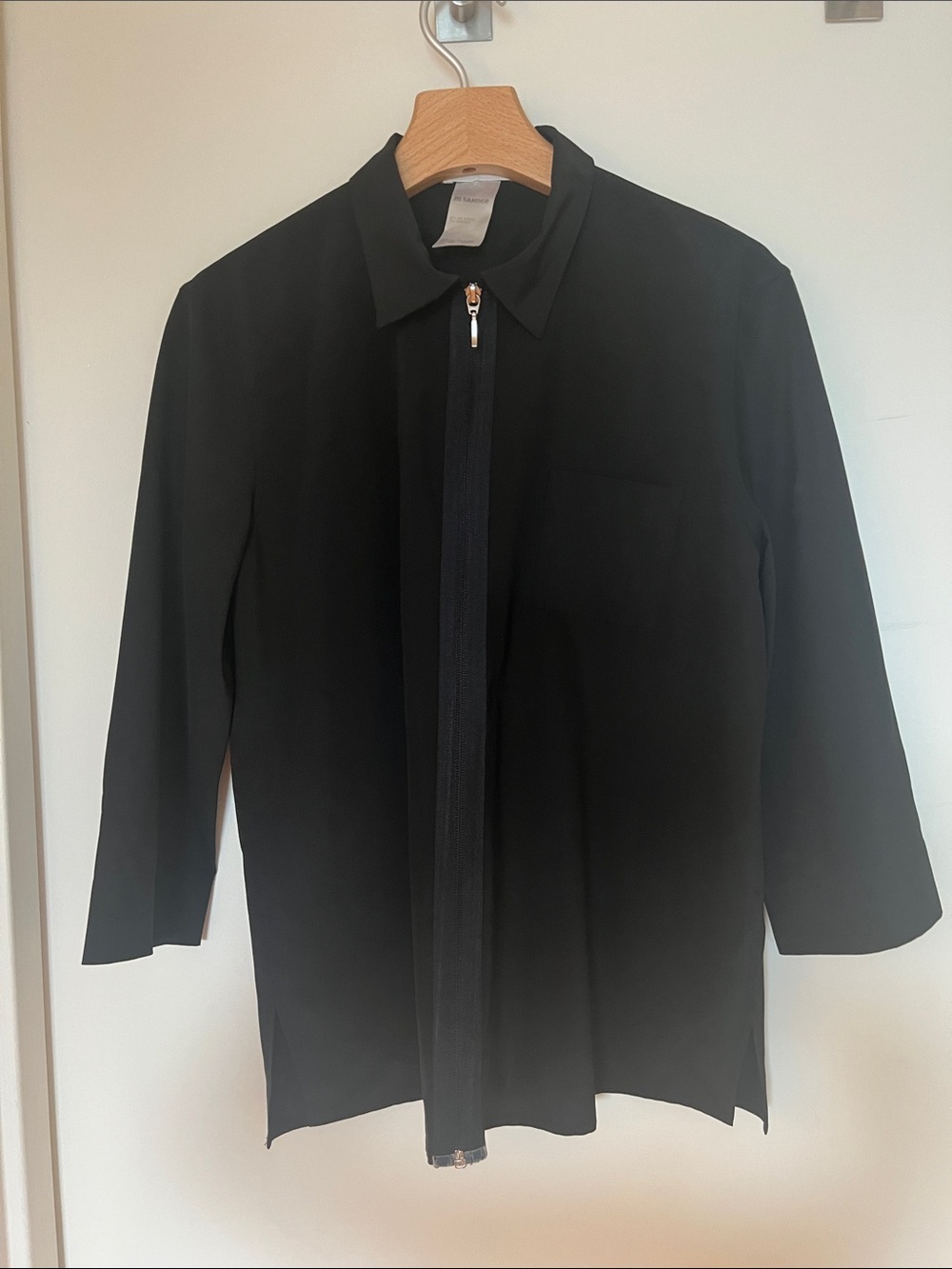 Jil Sander Black Zip-Front Blouse